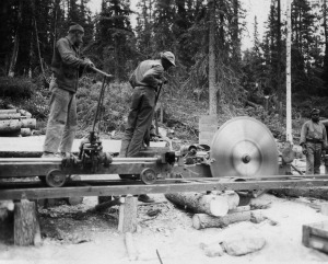 93rd Sawmill operations moved with the regiment on the Alaska Highway. 1942