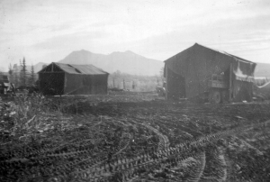 Large canvas garages at the 93rd Engineers Motor Pool at Morley Bay. 1942