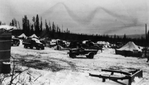 Snow covered ground at the 93rd Engineers Motor Pool at Morley Bay. 1942