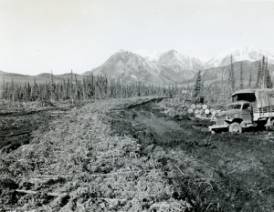 NARA323png 770 340th Engr troops placed corduroy on road