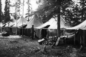 93rd Engineers Motor Pool at Jakes Corner, named after Lt. Jacobsen, an electrical engineer from Tennessee. 1942