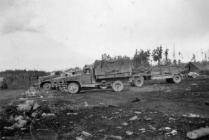 Deadlined equipment at the 93rd Regiment Motor Pool at Morley Bay. 1942