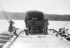 Johnsons Crossing on Teslin River had three ferry's to transport the 93rd Black Soldiers operational and heavy equipment for Alaska Highway construction. 1942