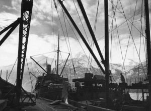 Two ships docked at Skagway with supplies and equipment for three regiments, 93rd, 18th and 340th.