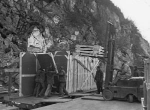 The 375th Port Batallion on Skagway Dock was very busy unloading supplies and equipment for three regiments, 93rd, 18th and 340th. 1942