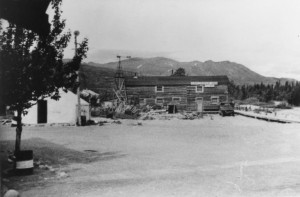 This building was moved from Bennett during the gold rush. During the Alaska Highway project it was a hotel, a bar, and housed Polly, a foul mouthed parrot that could spit, cuss, drink and sing arias. 1942