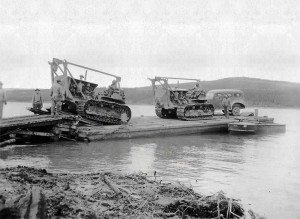 Company C, 93rd Engineers, loaded equipment on a barge, crossed Nisutlin Bay and began improving the pioneer trial of the 340th Regiment. 1942