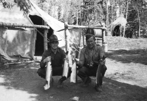 Lt. Tim Timberlake, on the left, and Lt. Martin Bonaparte, on the right, with a great catch from Tagish River. 1942